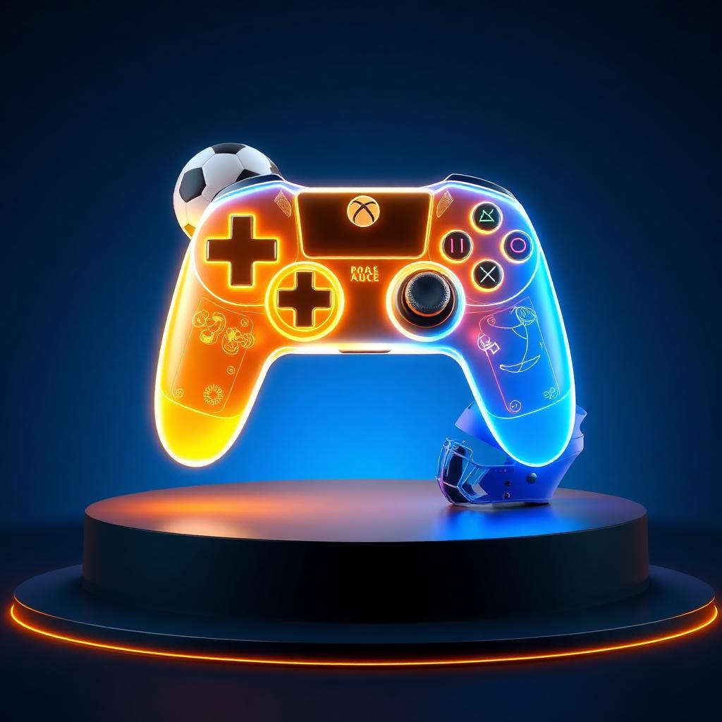 Controle de game com elementos esportivos