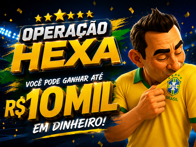 Operação Hexa — torcedor camuflado segurando até R$ 10 mil em prêmios